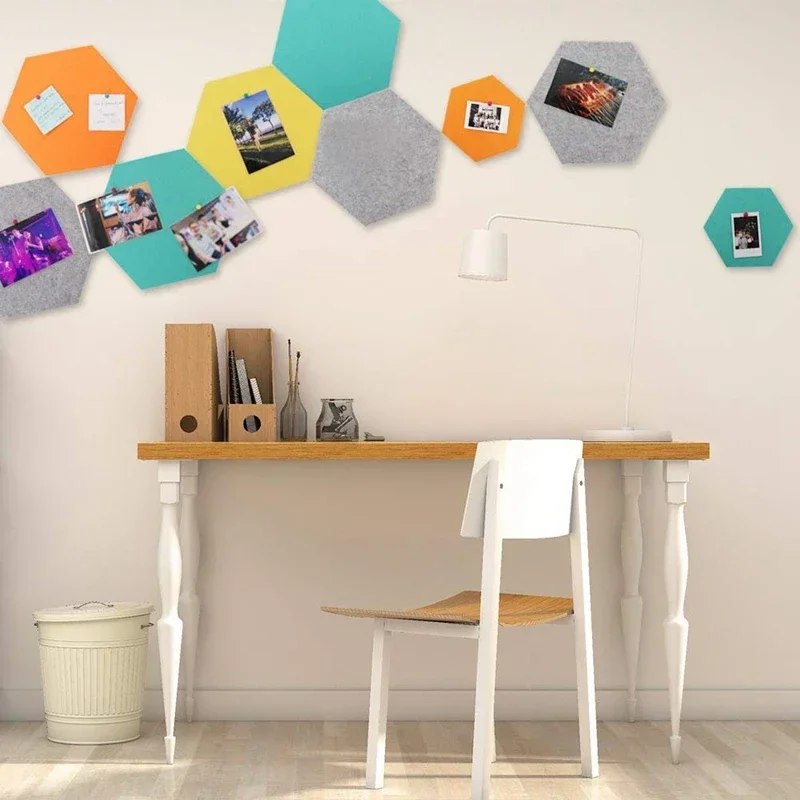 Hexagon Felt Board Hexagonal Felt Wall Sticker Multifunction 3D Decorative Home Message Board Self-Adhesive Kids R