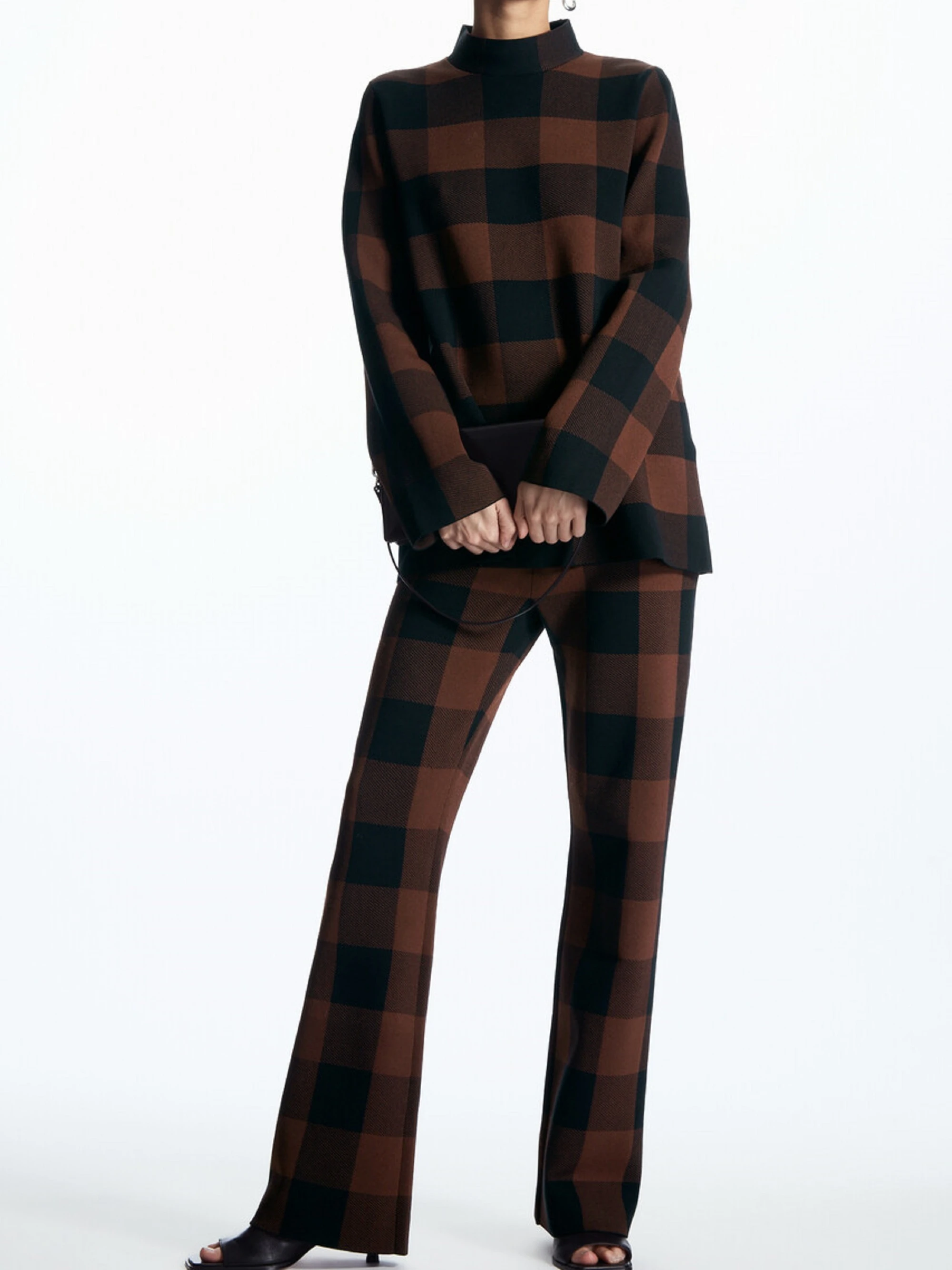 Ethereal  2023  winter new style of Vintage casual classic plaid commuter knit pants