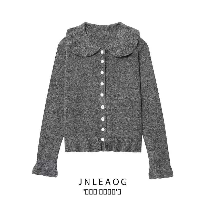 

Faionable Knitted Layered Decorative Outerwear JNLEAOG Women's Autumn New Sle Polyester Fiber Long Sve Cardigan