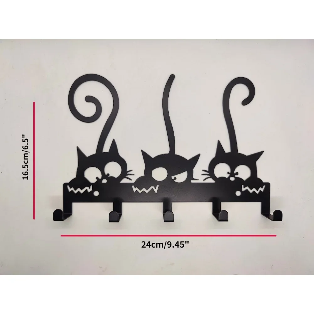 Wall Mounted Coat Rack, Wall Hooks, Clothes Hangers, Vintage Black Metal Key Holder, Wall Hanger For Hanging Coats Hats Artwork