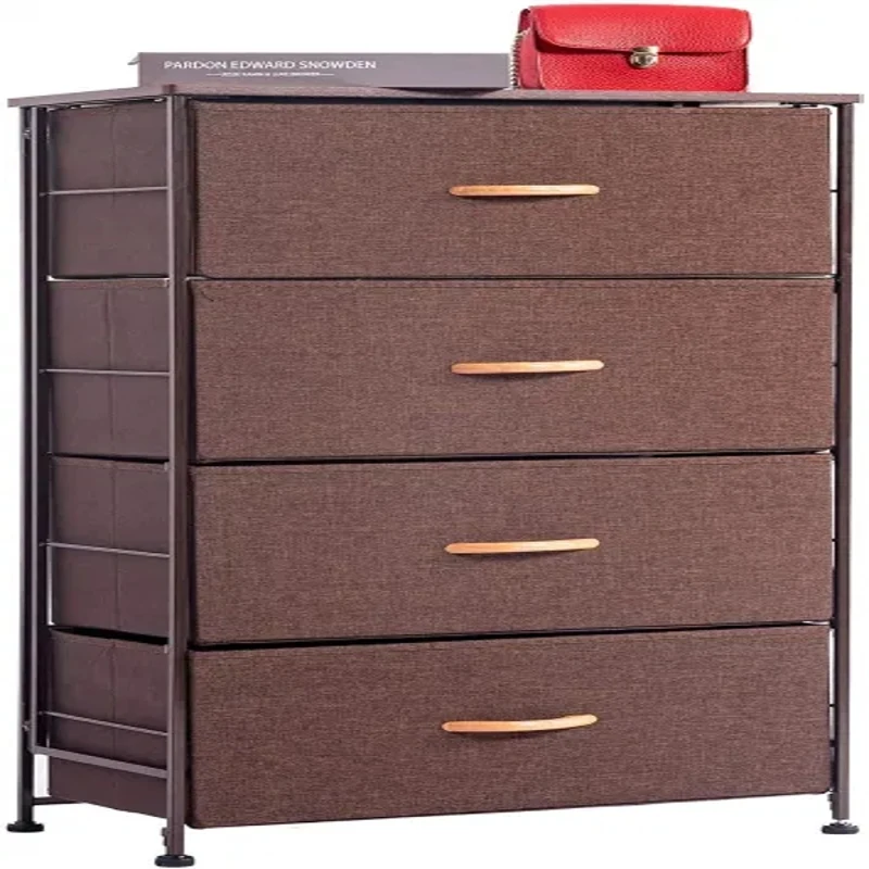 

4 Drawers Fabric Storage Organizer Unit Easy Assembly Vertical Dresser Storage Tower for Closet Bedroom Entryway Brown