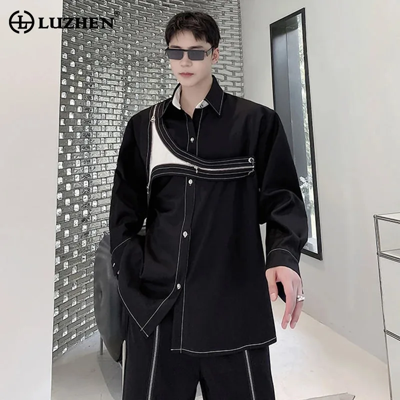 

LUZHEN 2025, осенние новые свободные рубашки с индивидуальным лоскутным дизайном, пальто, мужская модная уличная одежда, оригинальная красивая одежда JY4084