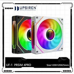 UPSIREN UF-1 프리즘 4 프로 컴퓨터 섀시 선풍기, ARGB 4 핀 PWM 저소음 냉각 선풍기, 12V 대용량 풍량 45.2CFM/600-1500RPM, 12cm