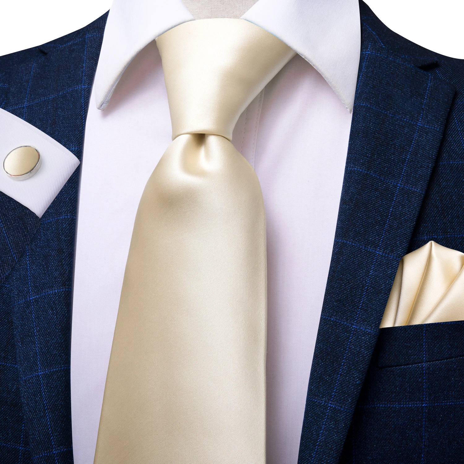 Hi-tie-ربطة عنق فاخرة مع أزرار أكمام من الحرير ، لون أصفر ، برتقالي ، صلب ، ربطات عنق منقطة ، فستان زفاف رسمي ، هدايا للرجال ، 100%