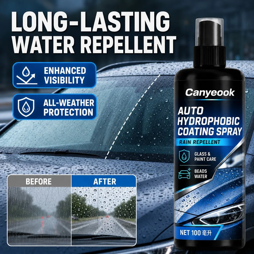 CANYEOOK Rain Repellent Spray 100ml Hydrophobic Coating for Car Glass Windshield Paint Improve Visibility Safe Driving