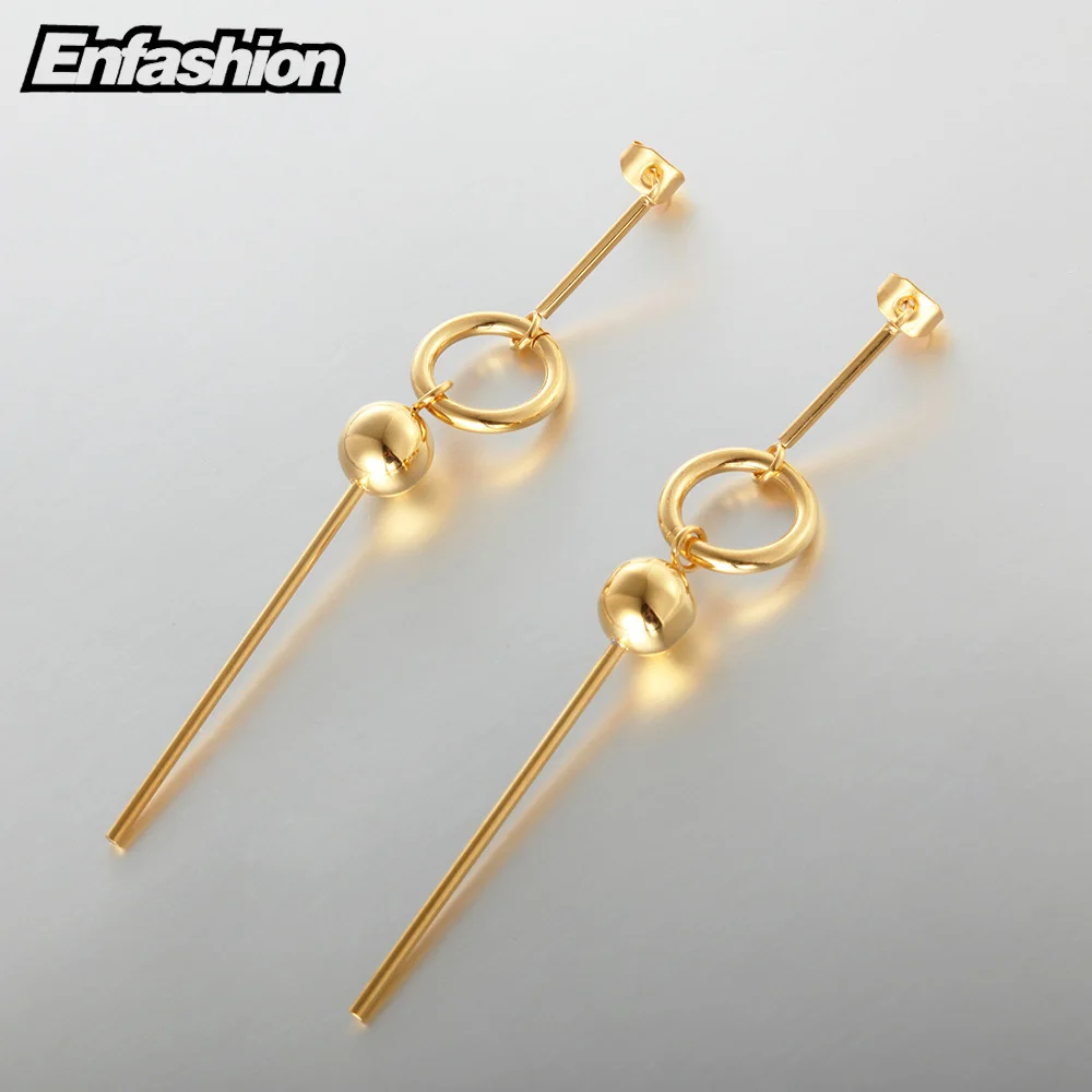 Enfashion Geometric Long Circle Dot Dangle Earrings Gold color Resin Earings Drop Earrings For Women Earring Jewelry brinco