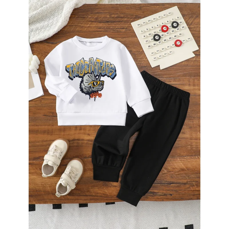 

IURNXB 2pcs Children Clothes Set Kids Triceratops Long Sleeve Top+Pants Outfits Little Boys Toddler Sweatsuits 1-6Y