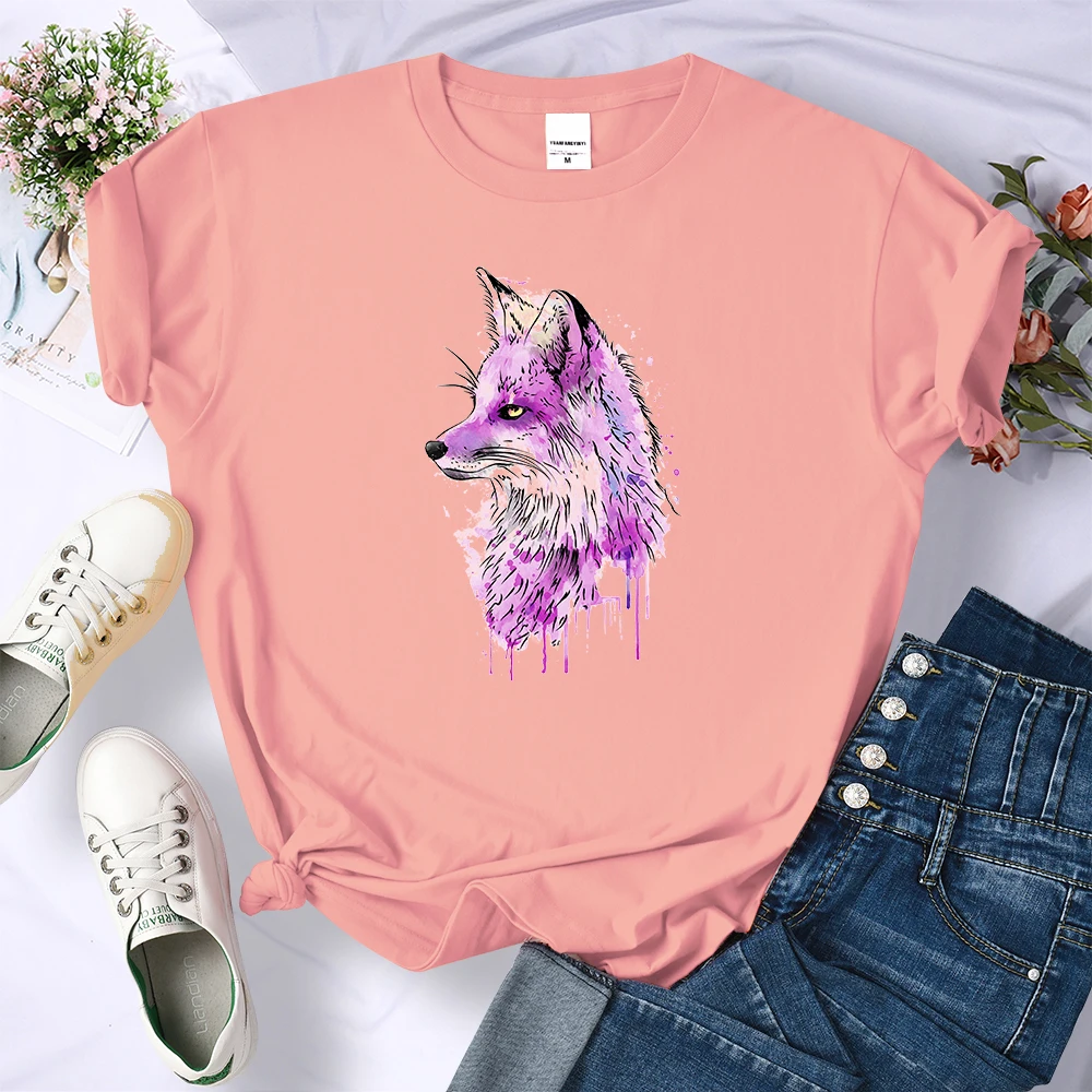 Transparent Color Fox Y2K Women Tshirts Street Cool Crop Top Sport Summer Tee Clothes Breathable Comfortable Short Sleeve Female