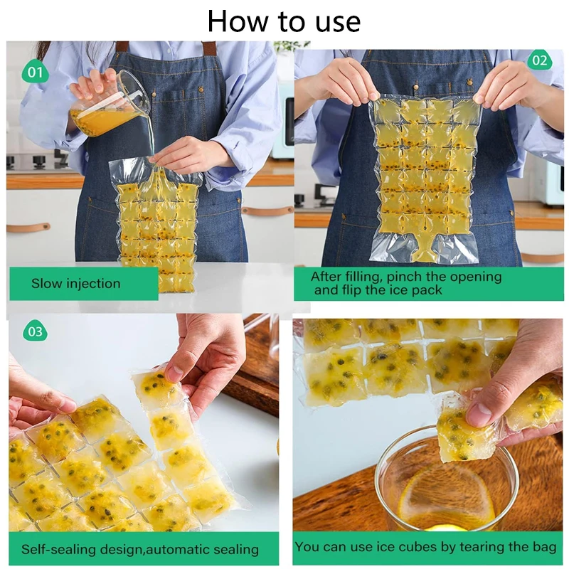 일회용 셀프 도장 냉동 아이스 큐브 백, 이지 릴리스 몰드, 칵테일 위스키 아이스 큐브, 차가운 아이스 팩, 차가운 음료용 쿨러 백