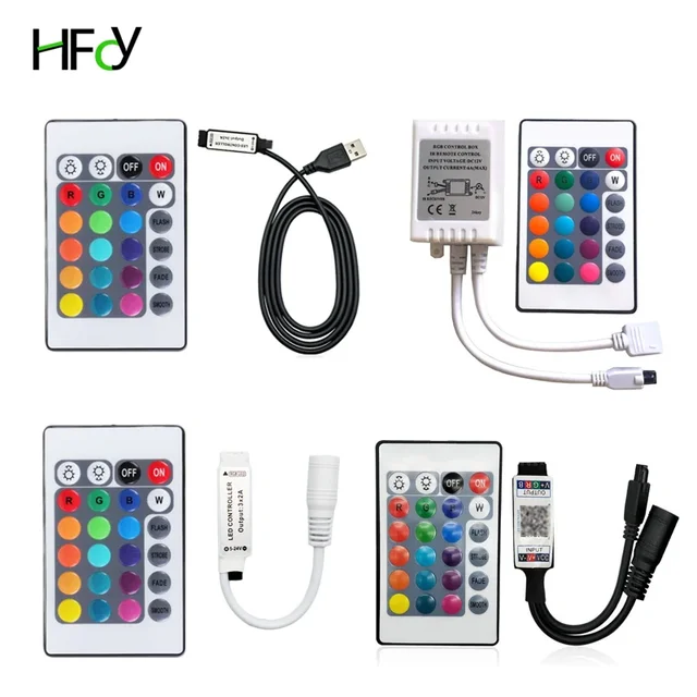 Kontroler LED USB 24Key RGB 5V 12V IR Remote RGB LED Dimmer Interfejs USB 4-pinowy Zastosuj do 2835 5050 3528 RGB Led Strip Light