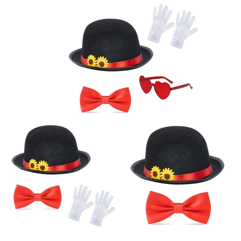 Christmas Magicians Dressing Hat Sunglasses Bowtie Costume Set Holiday Outfit