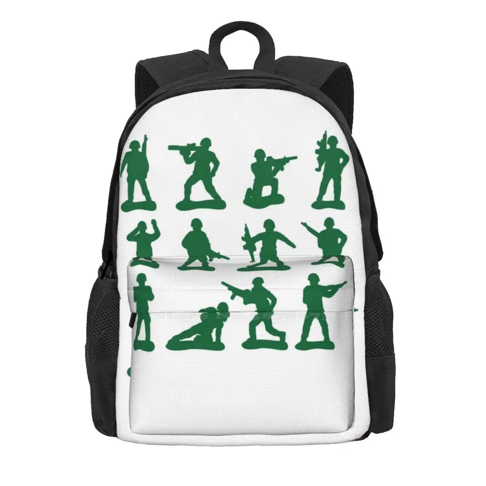 Army Man Graphics School Bags Travel Laptop Backpack Army Soldier Green Plastic Guys Military Toy Men Silhouette