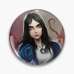 Alice Madness Returns  Soft Button Pin Lapel Pin Gift Metal Cute Brooch Collar Jewelry Decor Creative Lover Funny Hat Badge