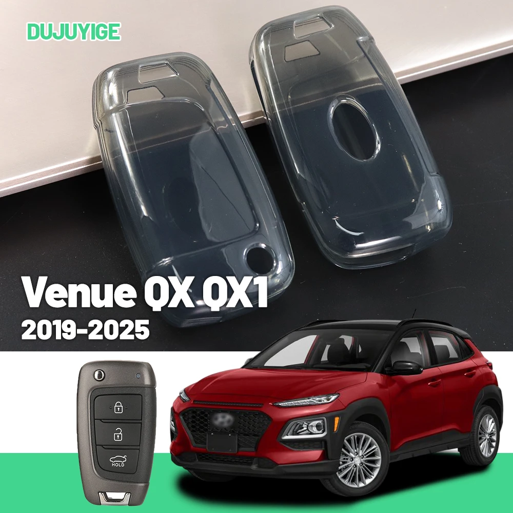 

Прозрачный чехол для автомобильного ключа из ТПУ для Hyundai Venue QX QX1 2019-2026, защитный чехол-накладка для брелока, автоаксессуары 2020 2021 2022 2023