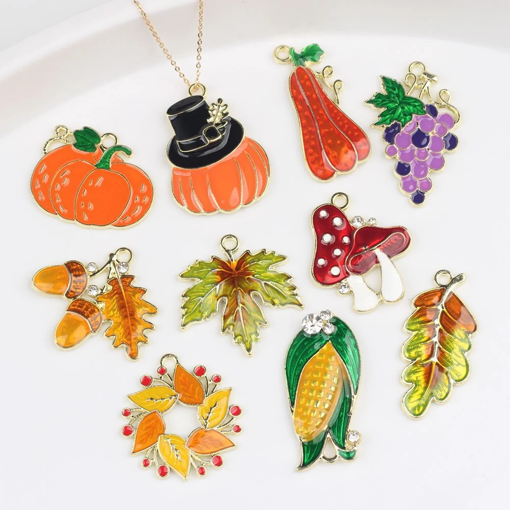 

10pcs Fashion Vegetables Fruit Leaf Pendant Jewelry Making Accessories Handmade DIY Bracelet Earrings Necklace Ornament Cute
