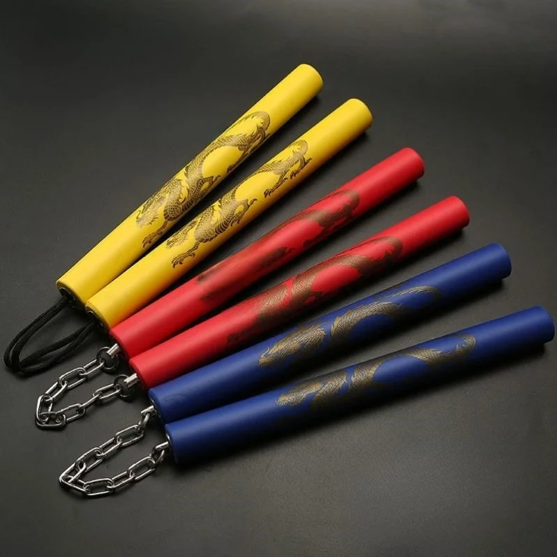 Youth Model Double Staff Professional Children Training Martial Arts Performance Sponge Stainless Steel Two Section Staff