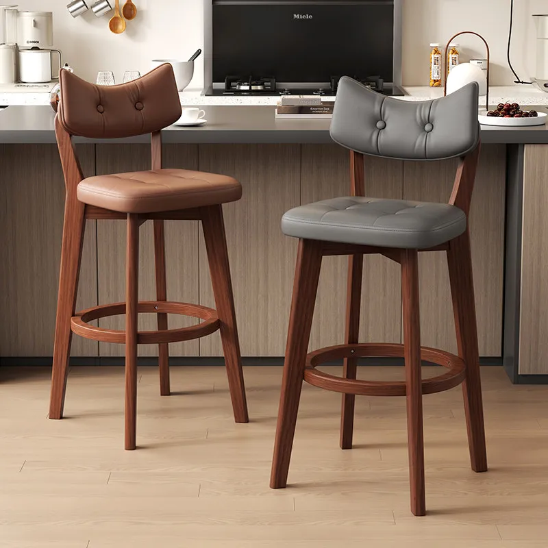 Adjustable Height Swivel Bar Stool PU Leather Backrest Footrest Gas Lift Counter Kitchen Island Bar Chair Stool Bar Chair image 5