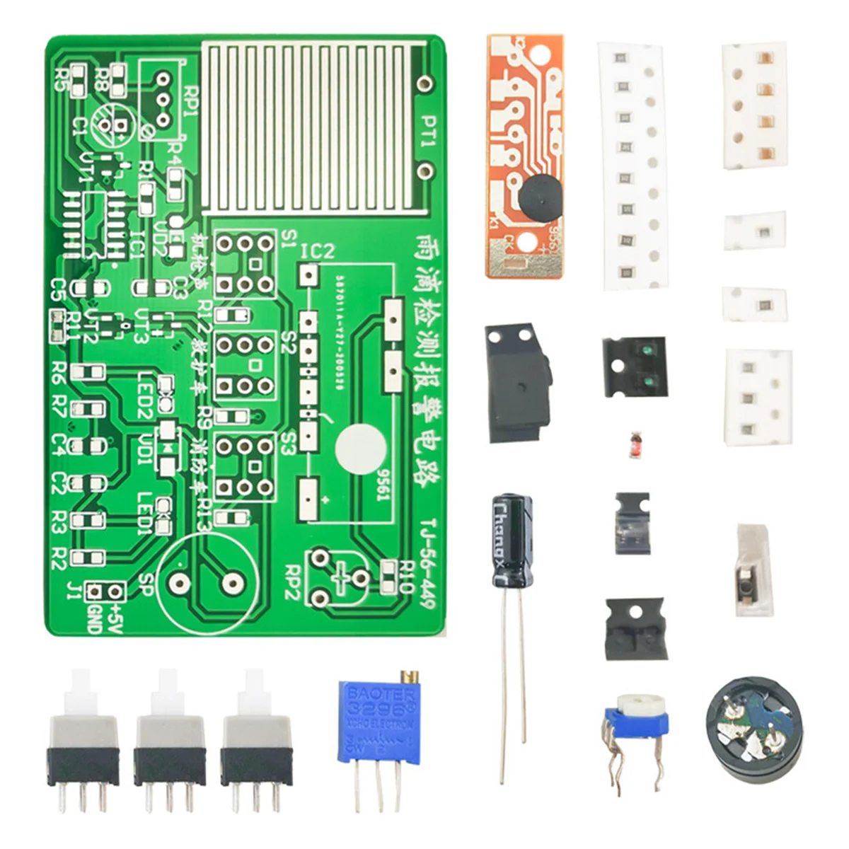 Raindrop Detection Alarm DIY Soldering Kit,Rain Sensor Circuit Practice Board,Electronic Teaching Training Module