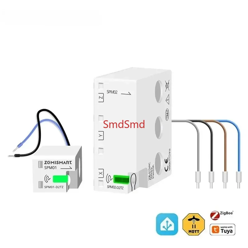 Smart Mini 63A Energy Monitor Kwh Power Consumption Measurement Meter Works with Tuya Supports Home Assistant via Zigbee2MQTT