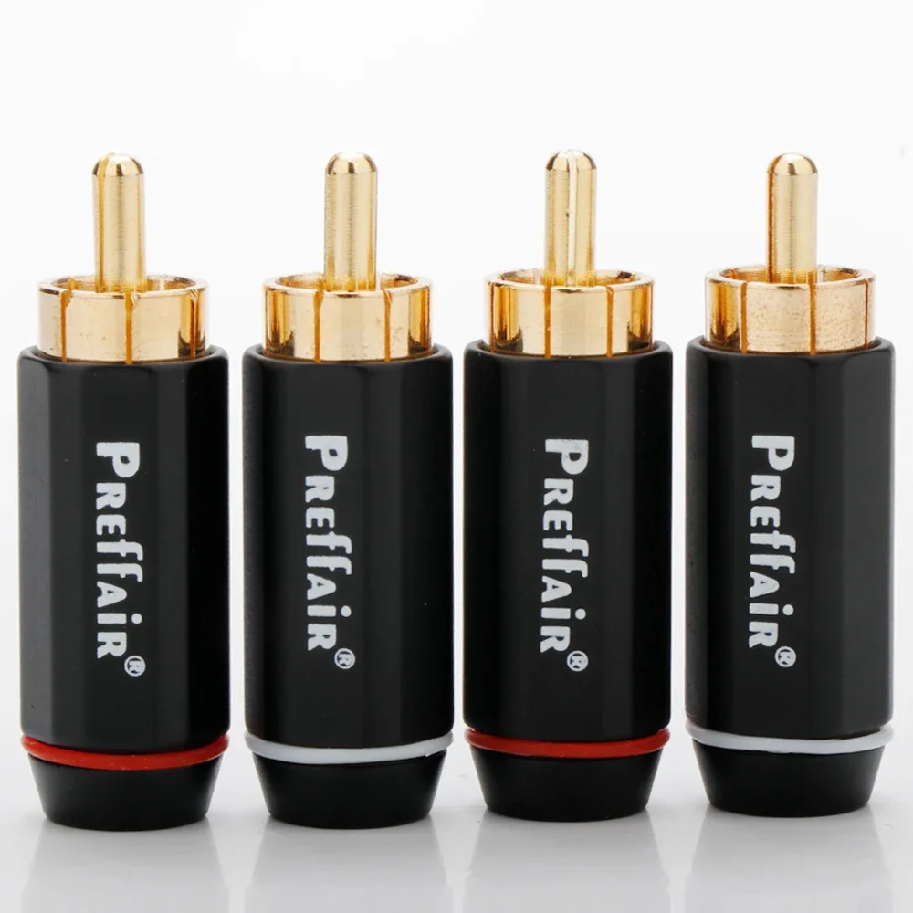 Preffair R1740 Hi-End RCA Connectors Rhodium & 24K Gold-Plated Audio Interface for 6mm HiFi Cables (Home Theater, Studio  DIY)