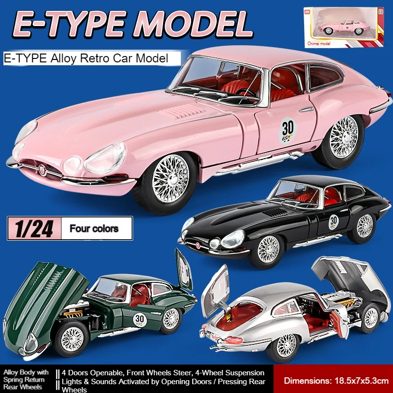 

1:24 E-TYPE 300SL винтажная модель автомобиля игрушечные двери открытый свет звук амортизация миниатюрные автомобили подарки на день рождения для детей