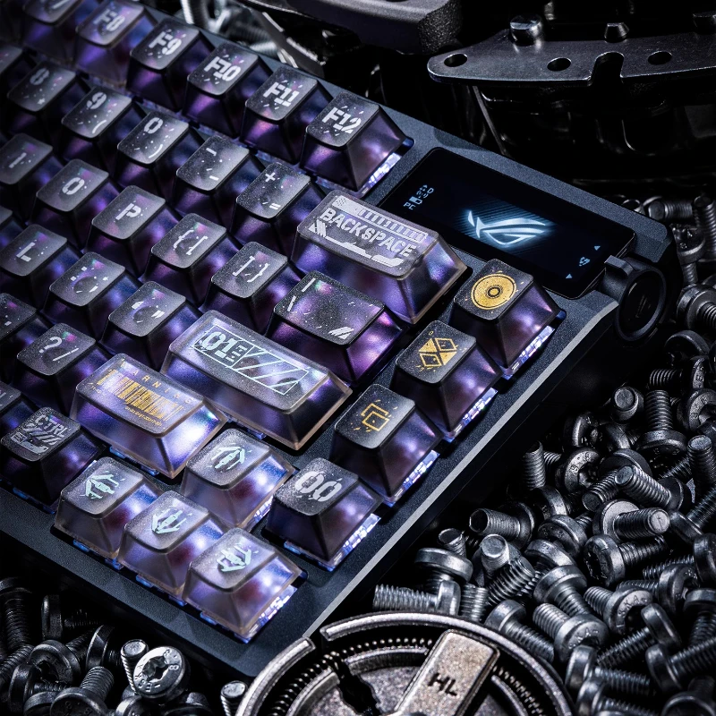 Cyber Ruins Keycaps Black Cool PBT Heat Sublimation Customized Machine Transparent Keyboard Keycaps for Mechanical Keyboards