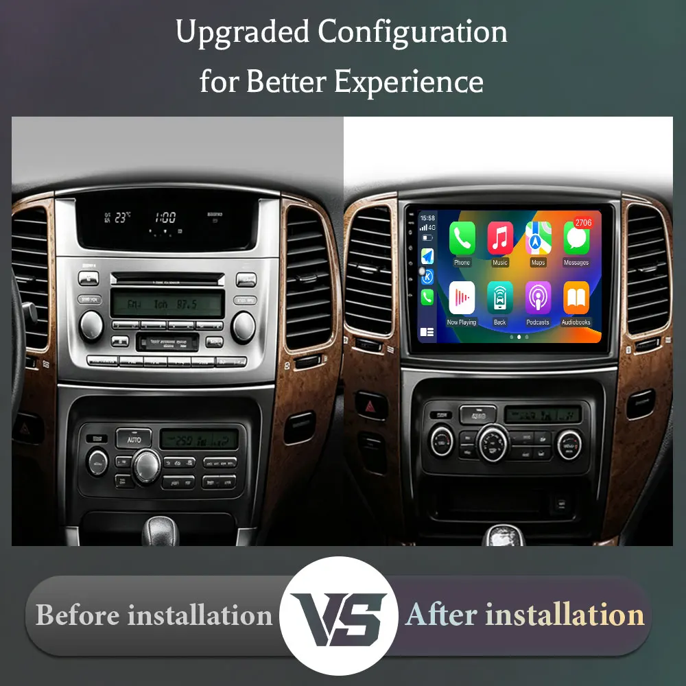 For Toyota Land Cruiser LC100 2002-2007 9 Inch Android 16 Car Radio Multimedia Player WiFi Bluetooth GPS Navi Carplay Head Unit
