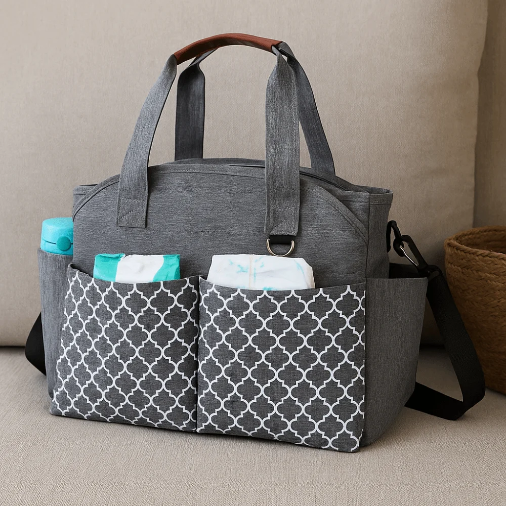 

Large Capacity Baby Diaper Bag Multi-compartment Waterproof Mom Stroller Bag Wear-resistant Adjustable Shoulder Strap