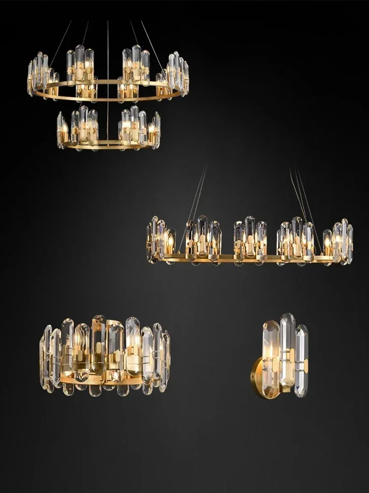 E14 Dimmable Changeable Copper Vs K9 Crystal Brass Black Chandelier Lighting Suspension Luminaire Lampen Lustre For Living Room