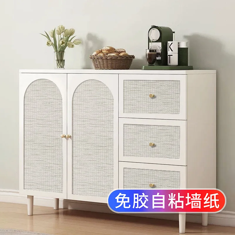 ورق حائط ذاتي اللصق من الخوص لأبواب الخزانة، خزانة الأثاث، خزانة الأحذية، إعادة تشكيل المطبخ، إخفاء العيوب، اللون #3