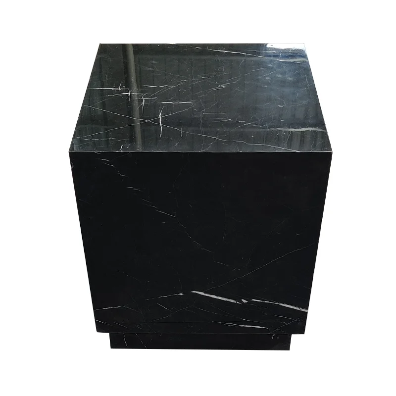 

# Black Cube Luxury Marble Coffee Table Side Table