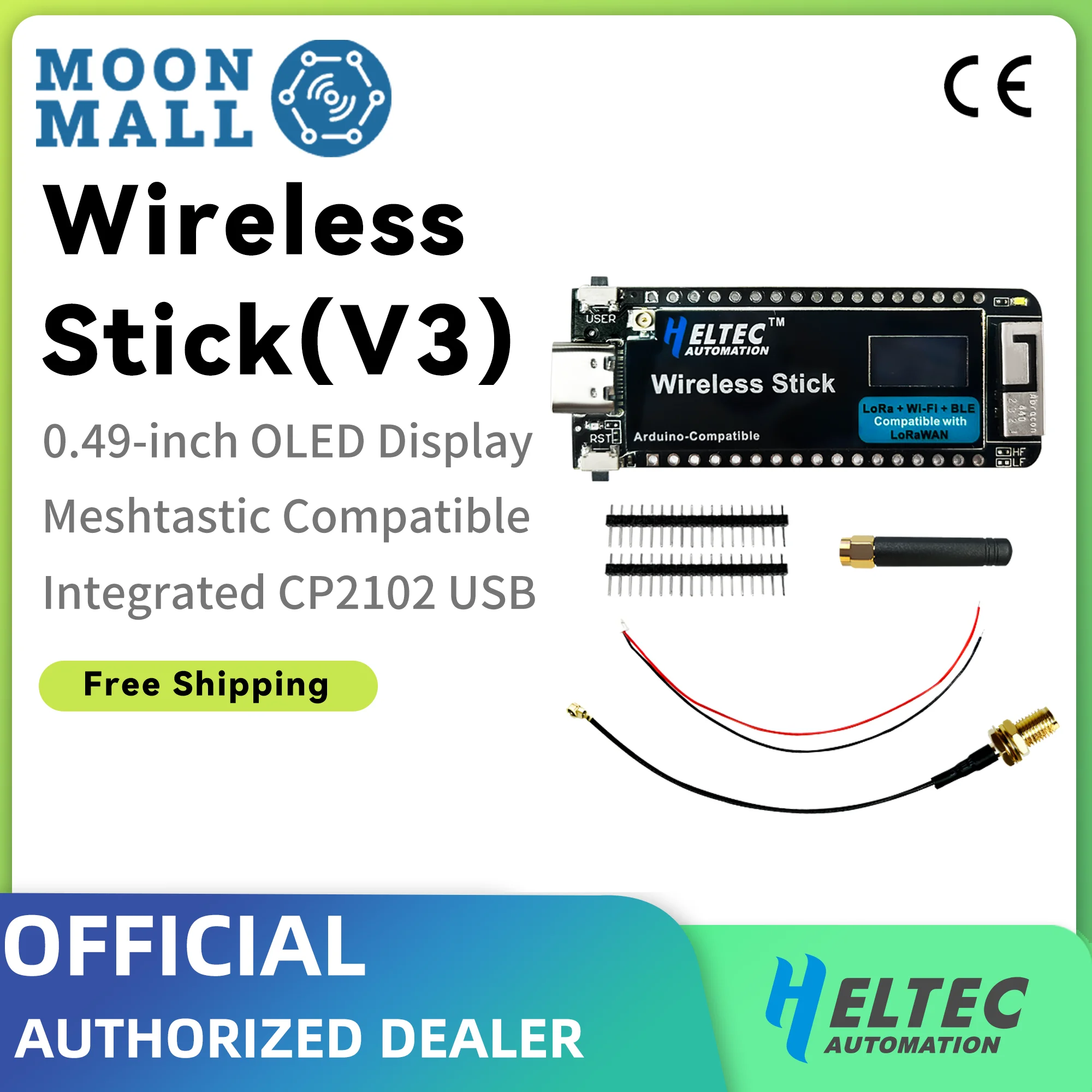 

Heltec Meshtastic LoRaWAN ESP32 SX1262 LoRa Dev-board Wireless Stick V3 WiFi Bluetooth with OLED Display for IoT 868Mhz 915Mhz