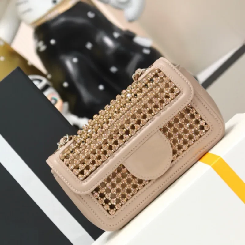 

wholesale price 12a mirror quality designer evening bags 24k hollow sparkling crystal shoulder flip banquet women