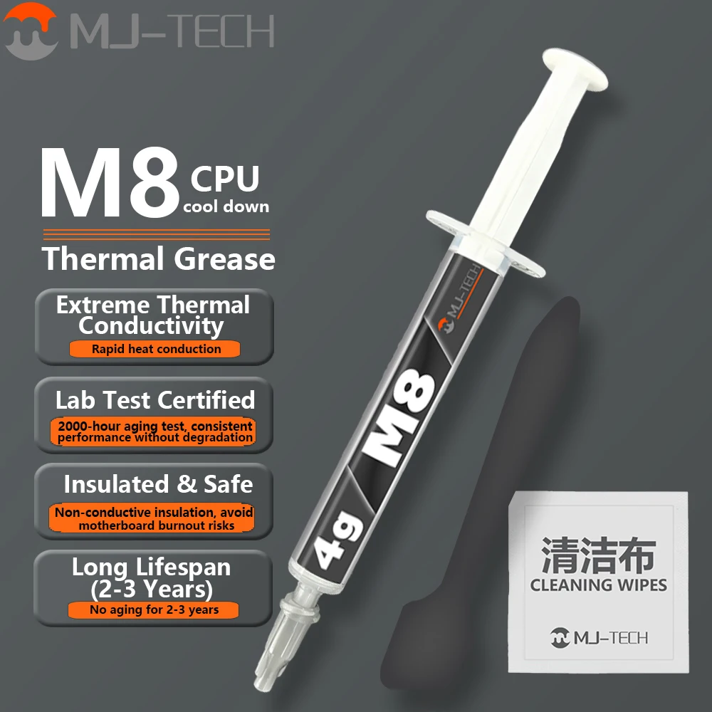 MJ-TECH M8 Thermal Grease 8W/mk for CPU GPU Video Card Heatsink Compound Paste for Computer Electronics Thermal Paste