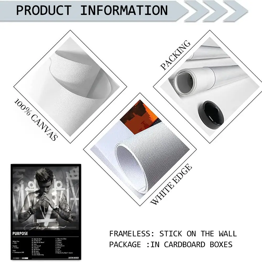 المغني جاستن بيبر اللوحة الخط قماش HD ملصق جدار الفن الداخلي المدخل ديكور المنزل هدايا العيد #6