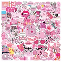 50/100PCS Pink VSCO Cute Girl Stickers Aesthetic Skateboard Laptop Guitar Graffiti Luggage Sticker Waterproof Decal Toys