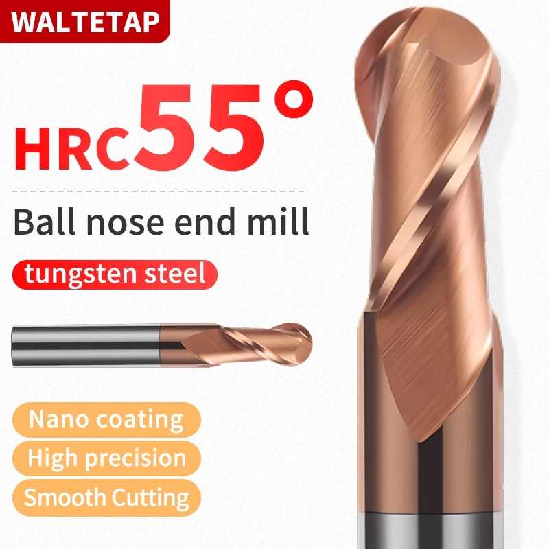 WALTETAP 2F CNC Router Bit Frees Carbide Kogelfrees Wolfraamstaal Cutter R0.5 R1 R2 R3 R4 R5 R6 snijgereedschap