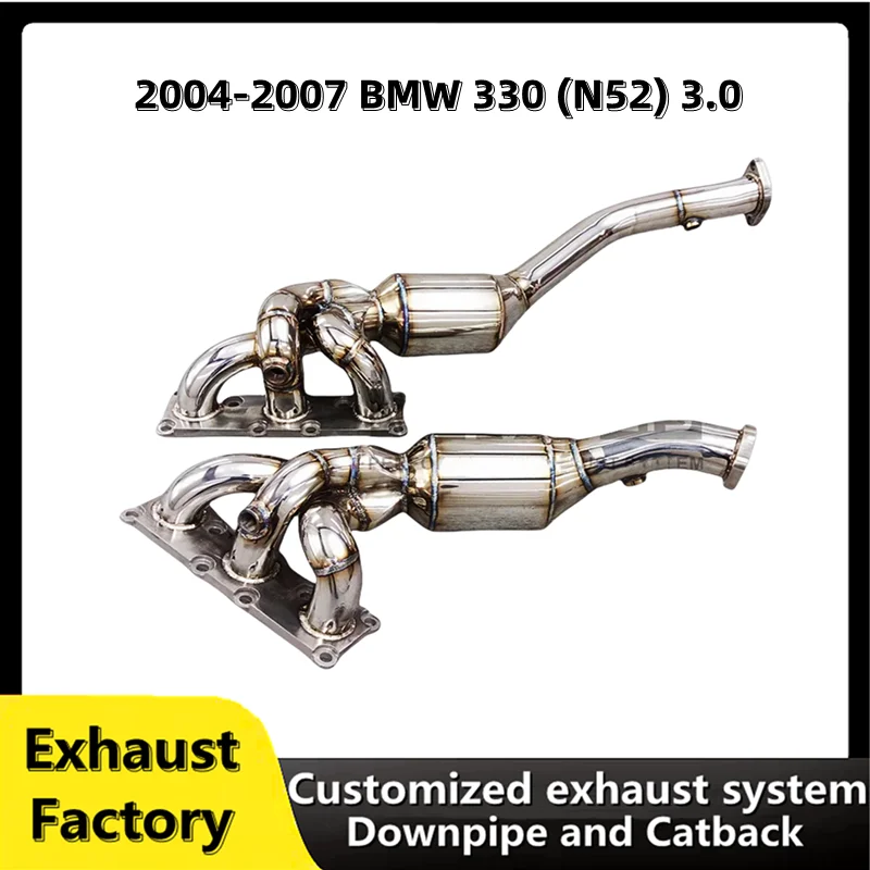 For 2004-2007 BMW 330 (N52) 3.0 stainless steel high flow exhaust system engine  head section exhaust muffler downpipe exhaust