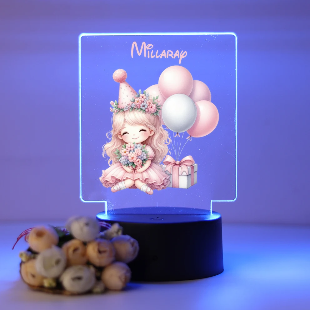 

Personalized Custom Girl Beauty Children'S Lamp 3D Night Light With Crack Basebirthday Gift Birthday Party Decor