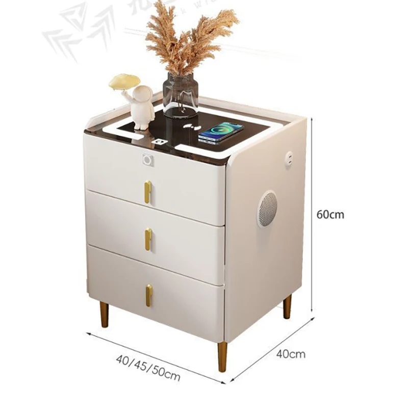 طاولة سرير ذكية لغرفة النوم المنزلية، حديثة وبسيطة وراقية، متعددة الوظائف، شحن لاسلكي وخزانة تخزين. #6