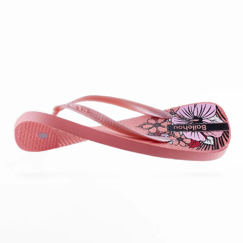 New 2022 Non Slip Comfortable Anti-odor Floral Soft Sole Beach Flip Flops Women Summer Flat Heels Home Slippers Gilrs