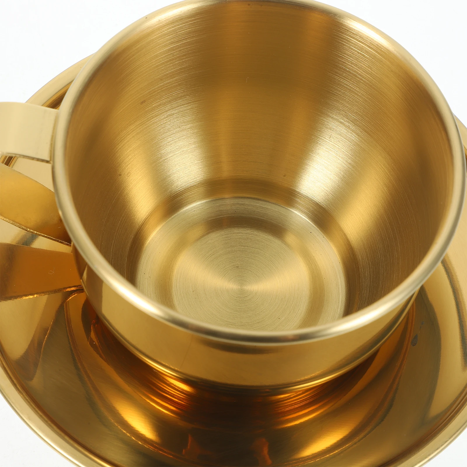 

Stainless Steel Coffee Cup Saucer Set Elegant Tea Cup Ergonomic Handle Easy to Clean Gift Kitchen Barware Set for Home