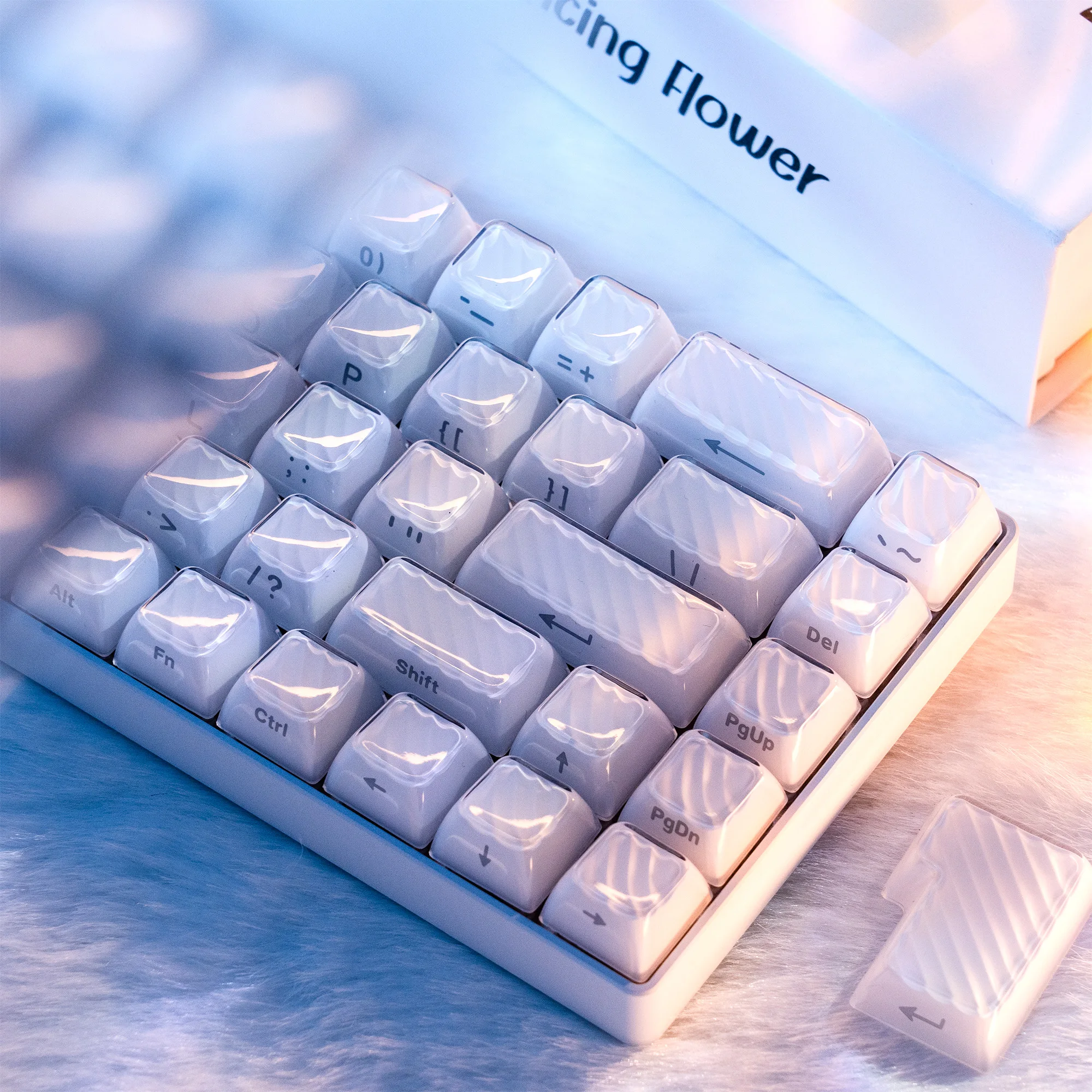 XVX New Translucent Jelly Side Print Keycaps White OEM Profile