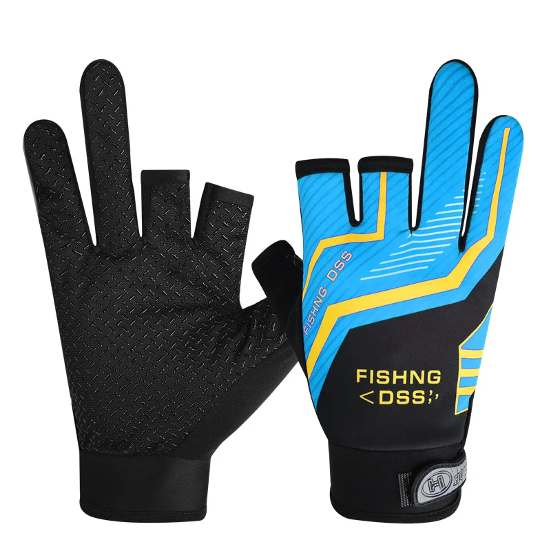 High Quality Fishing Gloves for Men Summer Fishing Road Sub Sunscreen and Anti Slip Ice Silk Breathable Thin Three Finger Gloves — 1