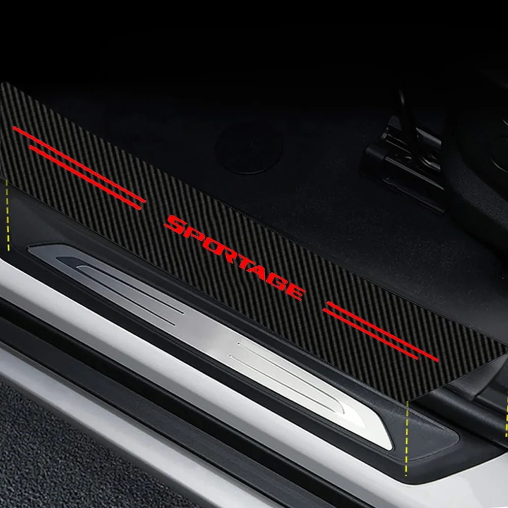 Car Door Carbon Fiber Threshold Sill Stickers Decals for KIA Sportage Sorento Ceed Picanto Stonic RIO Optima Stinger K2 K3 KX3