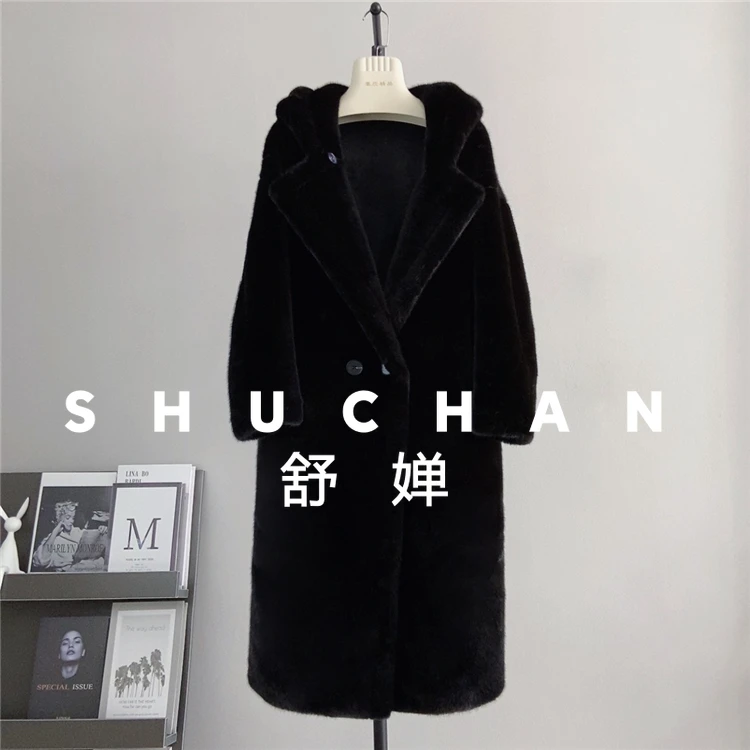 เสื้อโค้ทผู้หญิงแบบหนา รุ่นใหม่ อุ่นสบาย มีฮู้ด สไตล์เกาหลี ทรงยาว กระดุมสองแถว ขนเฟอร์เทียมในตัว ดีไซน์เรียบหรู ทรงหลวม อุ่น