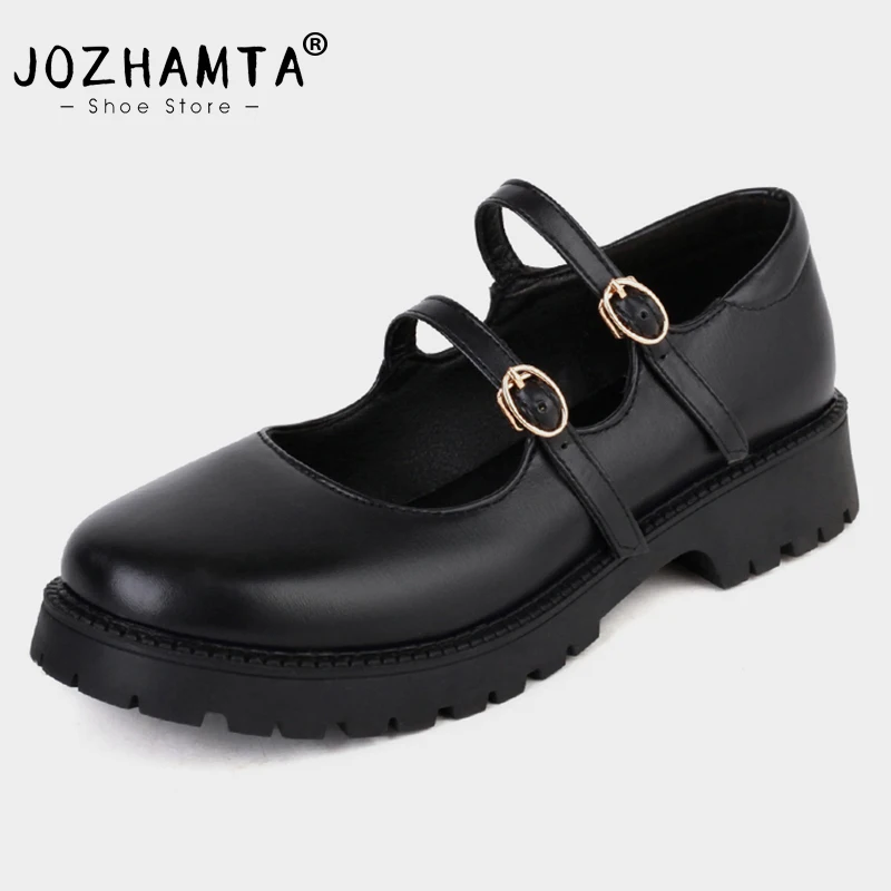 JOZHAMTA Size 34-42 Women Pumps Buckle Strap Chunky Heels Summer Shoes For Women 2023 Low Heel Lolita Casual Office Ladies Shoes