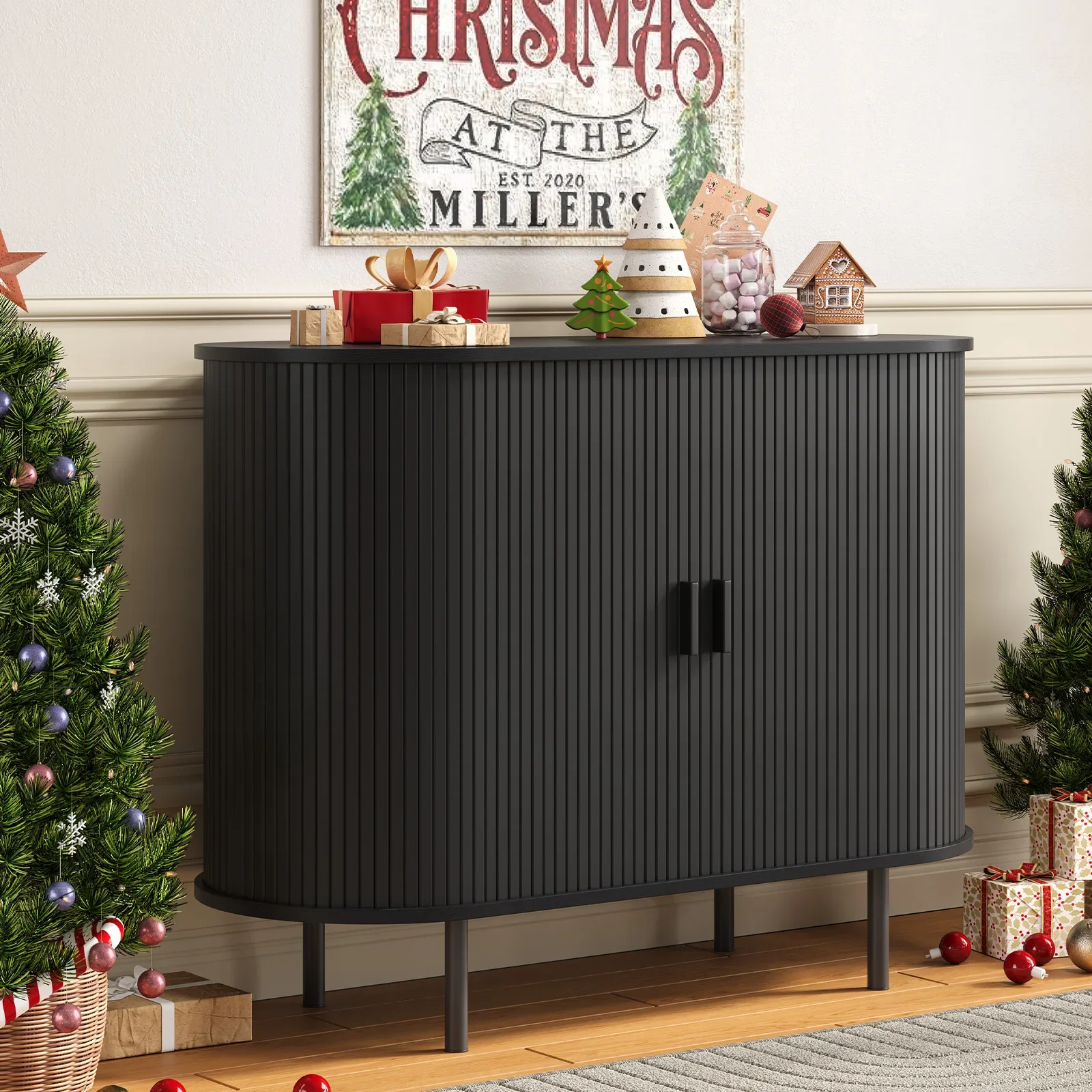 

Для серванты-Buffetschrank Mit Stauraum, 40-Zoll-Aufbewahrung Weerank Mit Schiebetür Und Verstellbarem Regal, Kaffeebar-Schrank