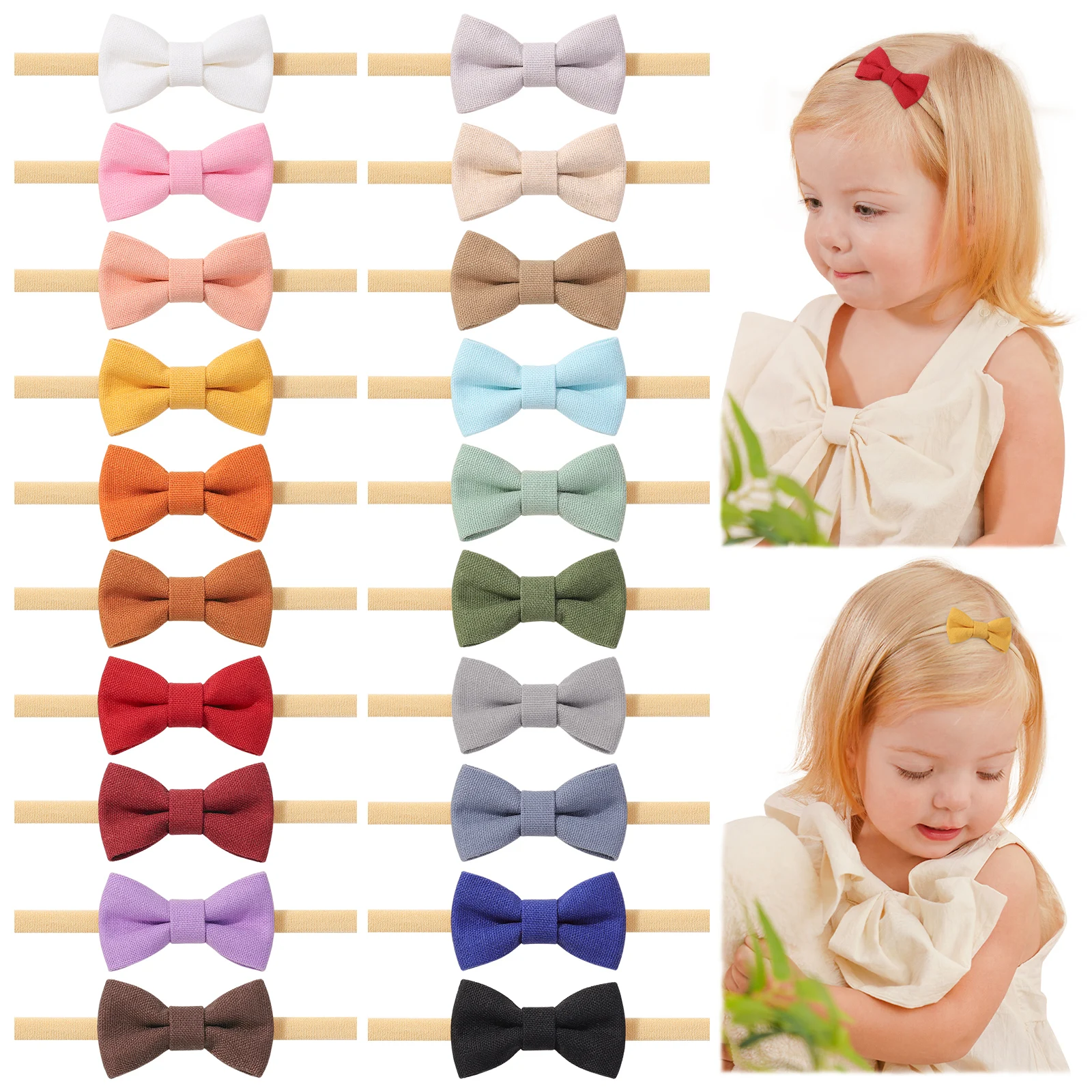 20 Teile/satz Elastische Nylon Baby Stirnbänder mit Spitze Bögen Kleinkind Infant Turban Kopfbedeckung Bowknot Haar Zubehör für Neugeborene