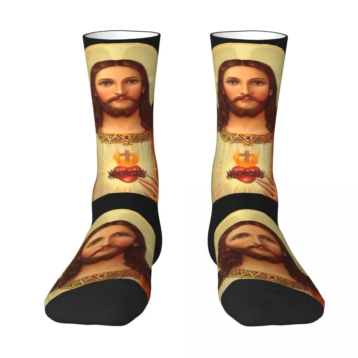 Catholic Saint Jesus Christ Socks Christian Religious Casual Stockings Winter Anti Slip Couple Socks Breathable Outdoor Socks